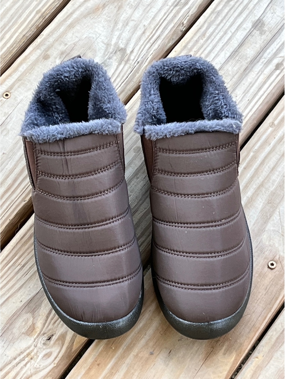 Cozy Brown Faux Fur Lined Winter Slip-On Boots